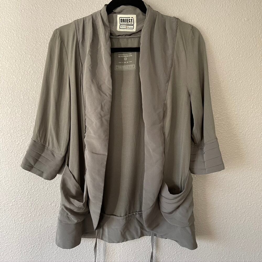 Object Collectors Item Sierre Ex Cardigan 3/4 Sleeve Tie Drape Front Lagenlook 8